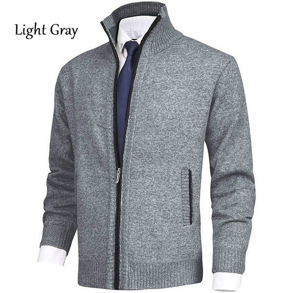 Herrenstrickjacke Aidan: robust, mit Stehkragen