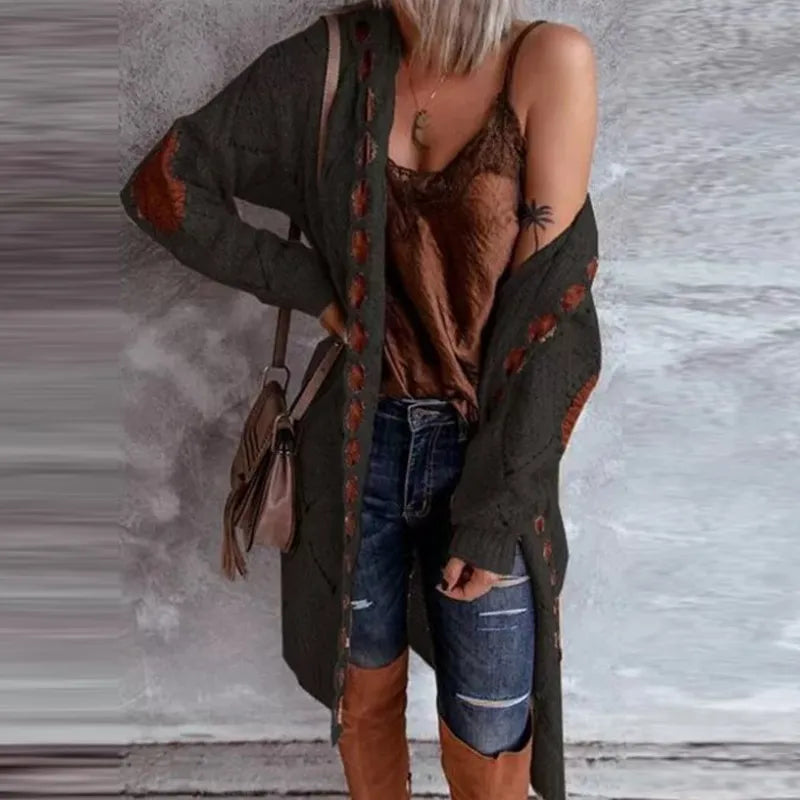 Stilzeits | Eleganter Strickpullover mit Kapuze Im Weinlese Stil