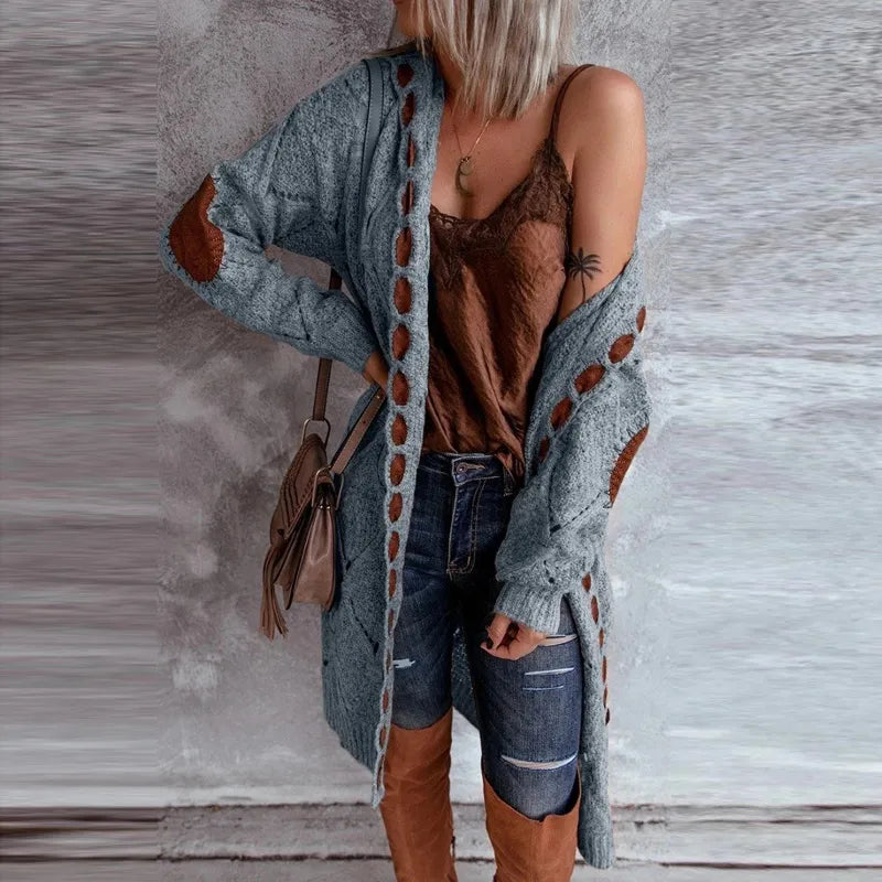 Stilzeits | Eleganter Strickpullover mit Kapuze Im Weinlese Stil