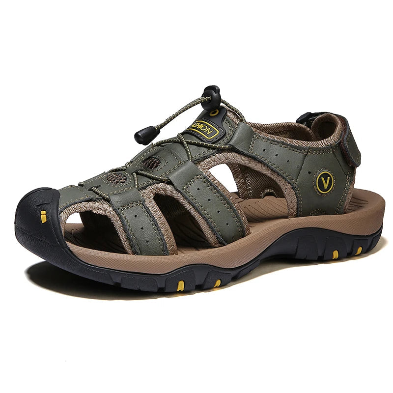 Herren Sommer Geschlossener Zehen Outdoorsandalen mit Verstellbarem Kordelzug