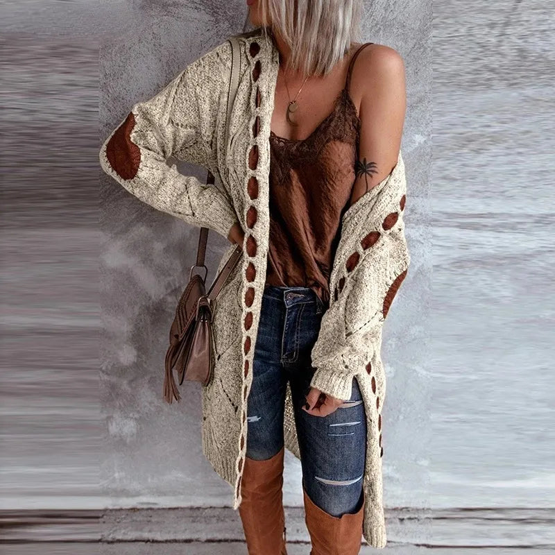 Stilzeits | Eleganter Strickpullover mit Kapuze Im Weinlese Stil