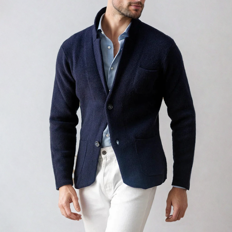 Herren Strick-Cardigan-Blazer – Ein-Knopf mit Entspanntem Schnitt