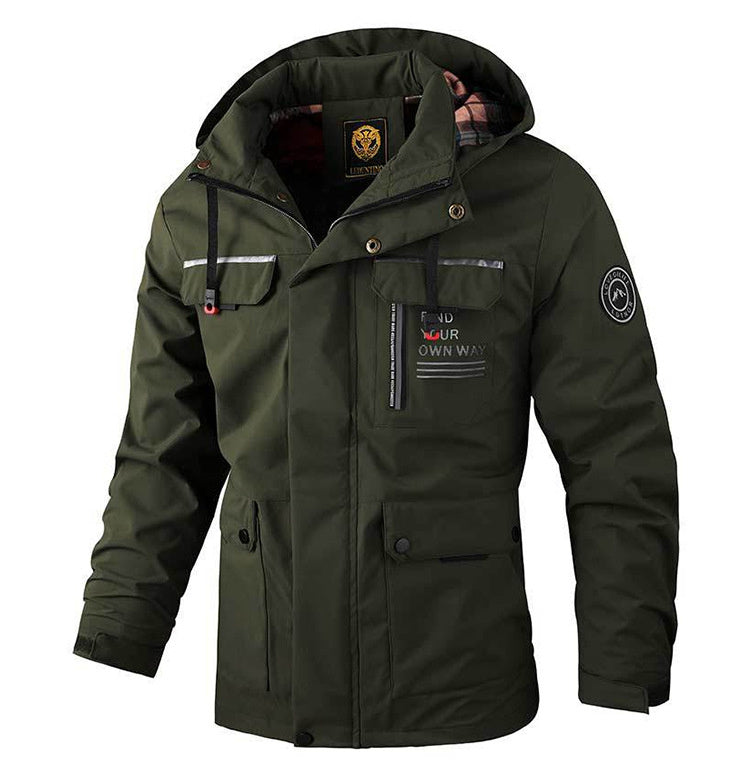 Herrenjacke Alan: Winddicht, mit Kapuze und Taschen