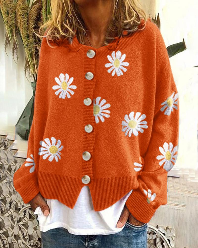 Stilzeits | Blumengemusterte Strickjacke Weich und Leicht Lässige Eleganz