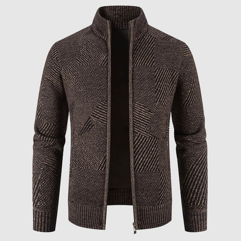 Stilzeits | Herren geometrisches Strick-Cardigan-Jacke
