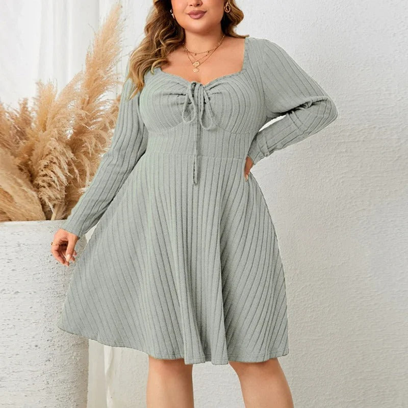 Thaliora® Damenstrickkleid mit Bindedetail