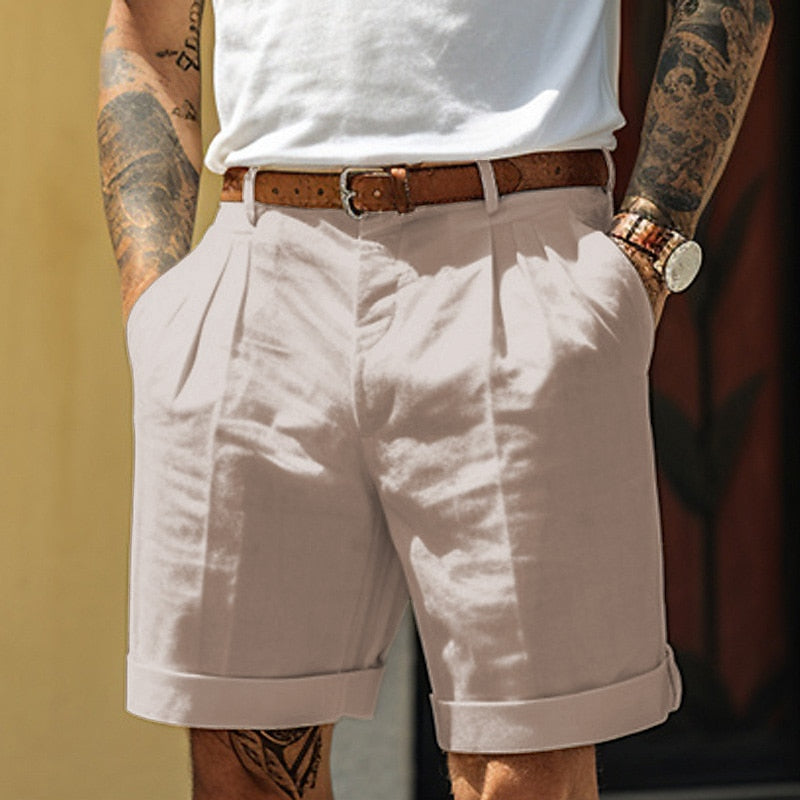 Herren Sommer Umgeschlagenem Saum shorts mit Seitentaschen