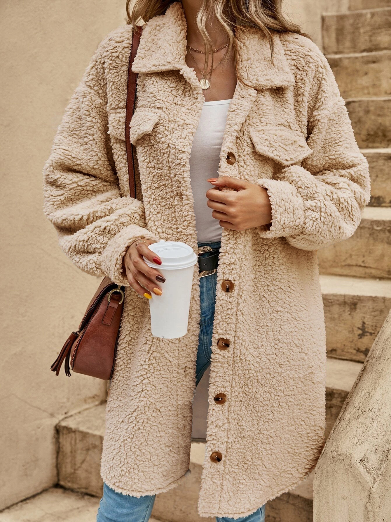 Stilzeits | Teddy-jacke mit Taschen Sherpa Weich und Warm