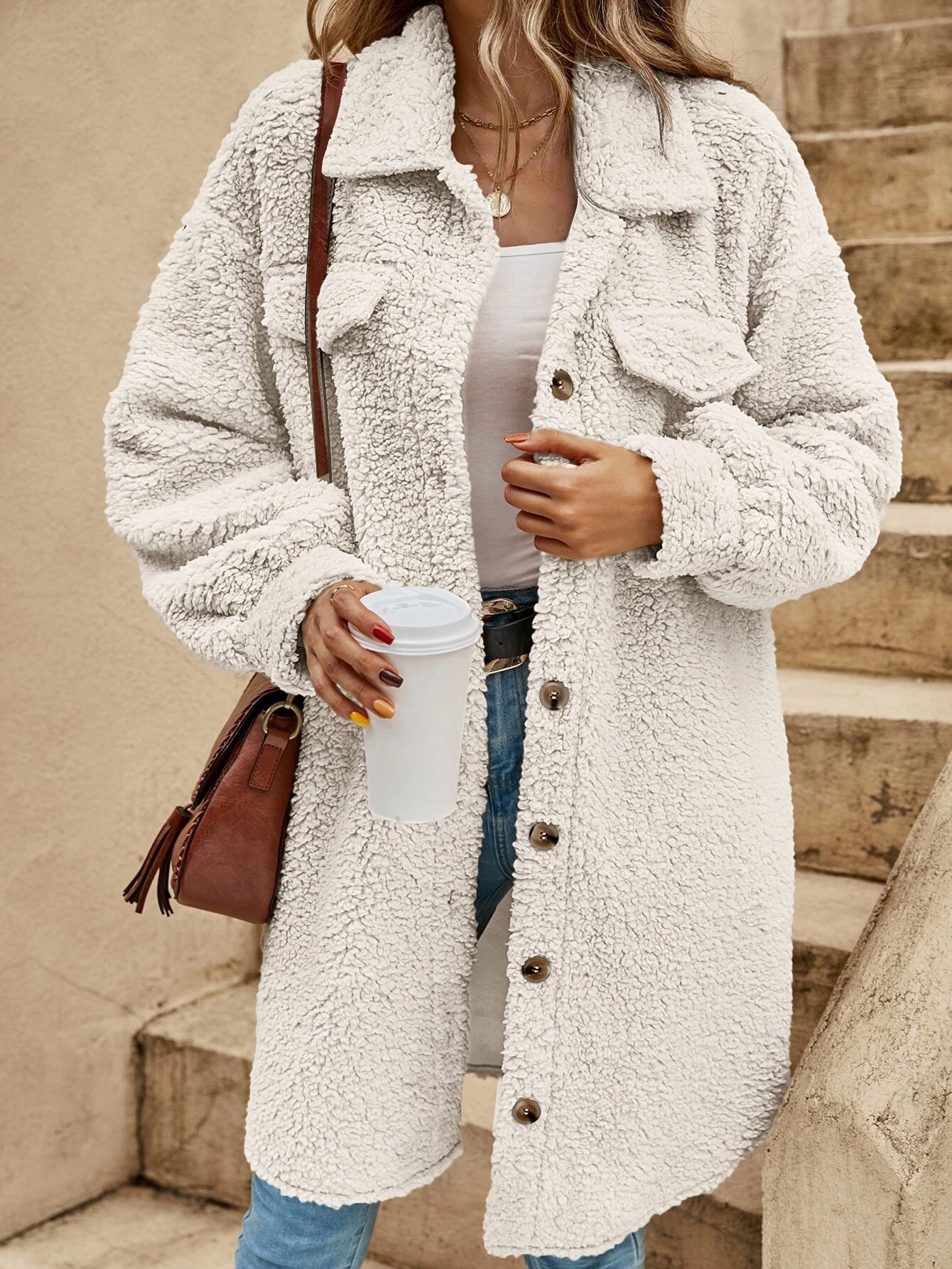 Stilzeits | Teddy-jacke mit Taschen Sherpa Weich und Warm