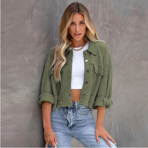 Stilzeits | Lässige Kurze Jacke Baumwolle Leicht und Trendy