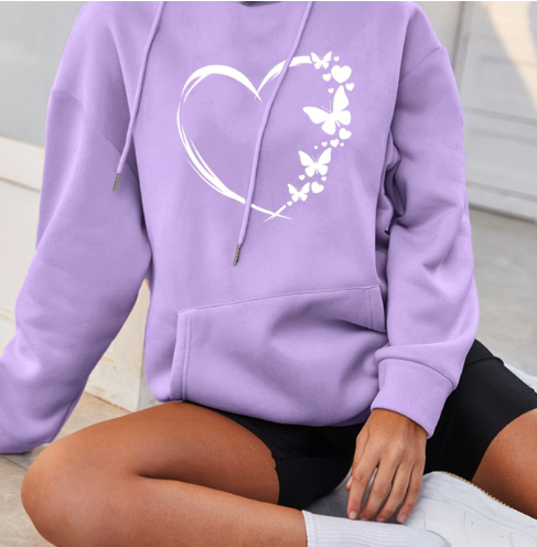 Stilzeits | Vibrant Hoodie mit Herzdruck Baumwolle Komfortabel