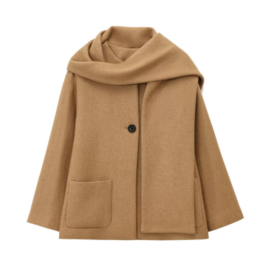 Damen Geknöpfter Strickmantel – Drapierter Schalkragen