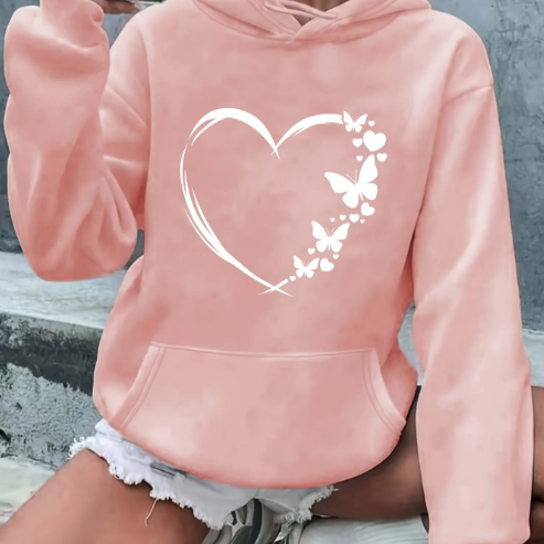 Stilzeits | Vibrant Hoodie mit Herzdruck Baumwolle Komfortabel