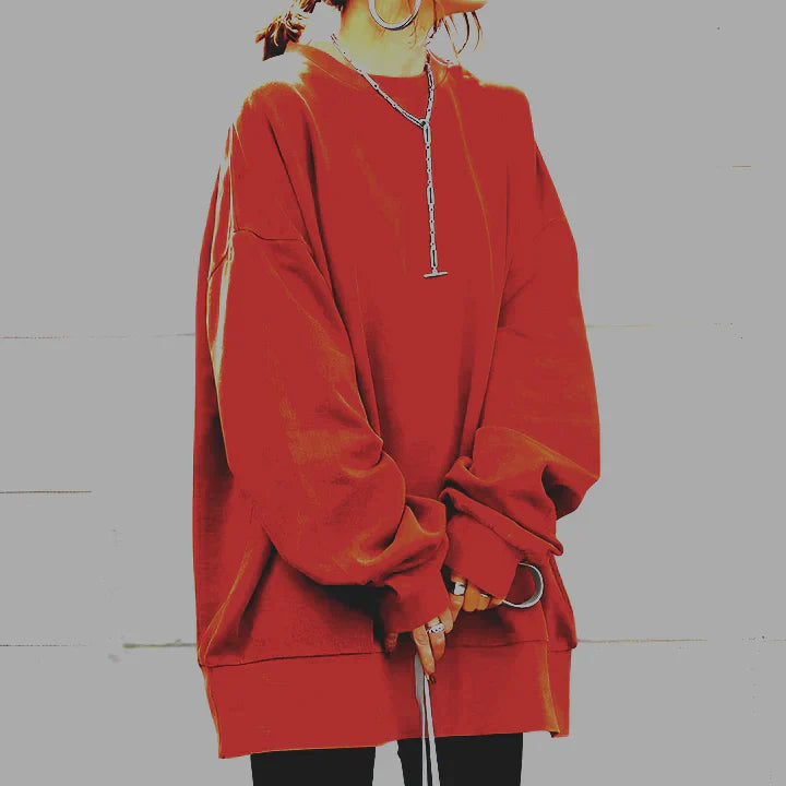 Damen Oversize Sweatshirt - Mit Rundhals