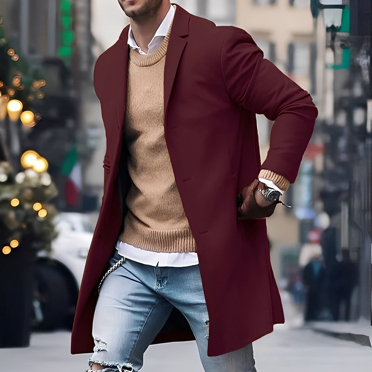 Stilzeits | Eleganter Trenchcoat mit Reverskragen für Herren