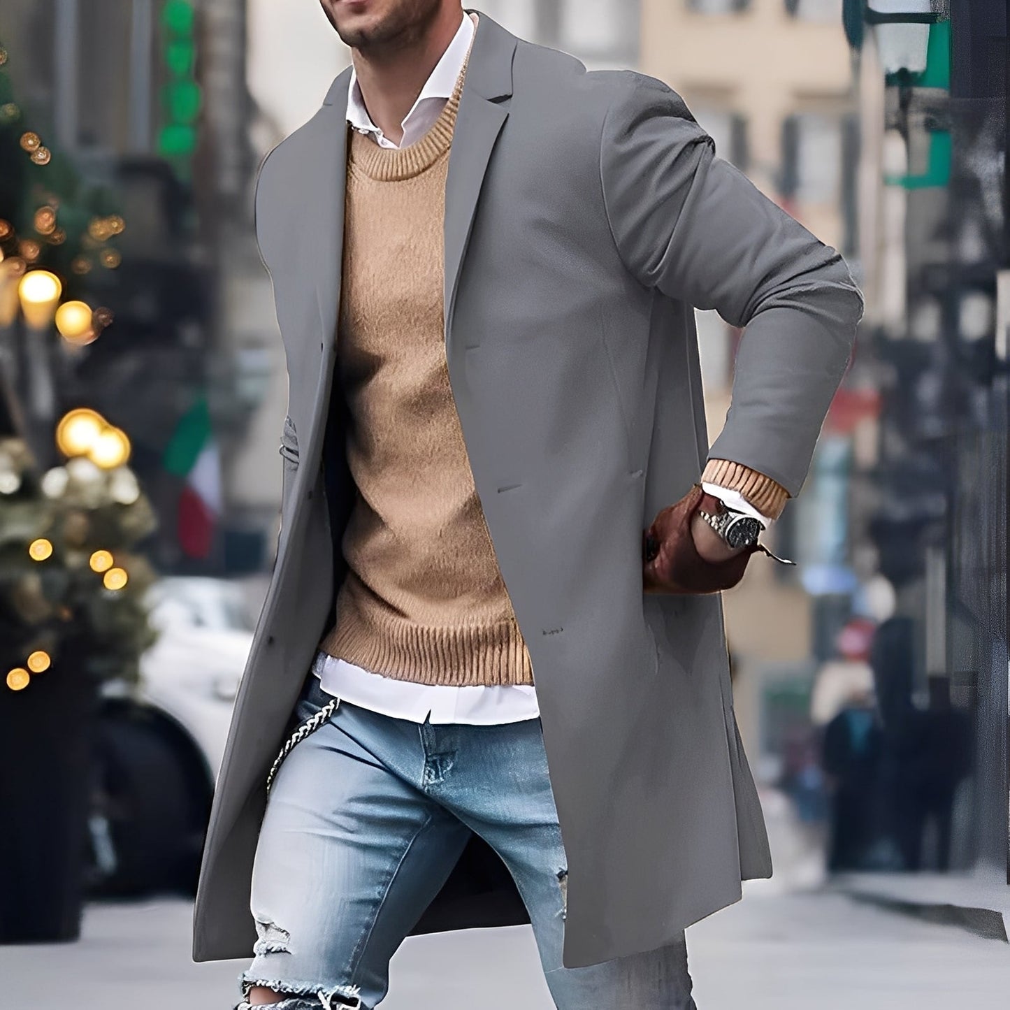 Stilzeits | Eleganter Trenchcoat mit Reverskragen für Herren