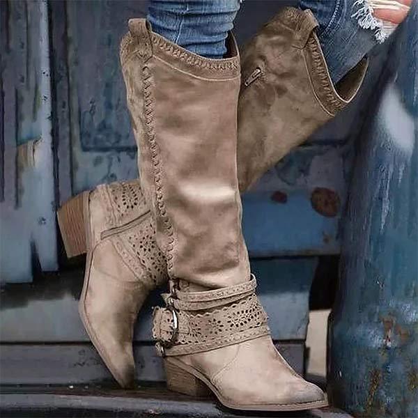 Stilzeits | Cowboystiefel mit Blockabsatz Dekorative Schnalle