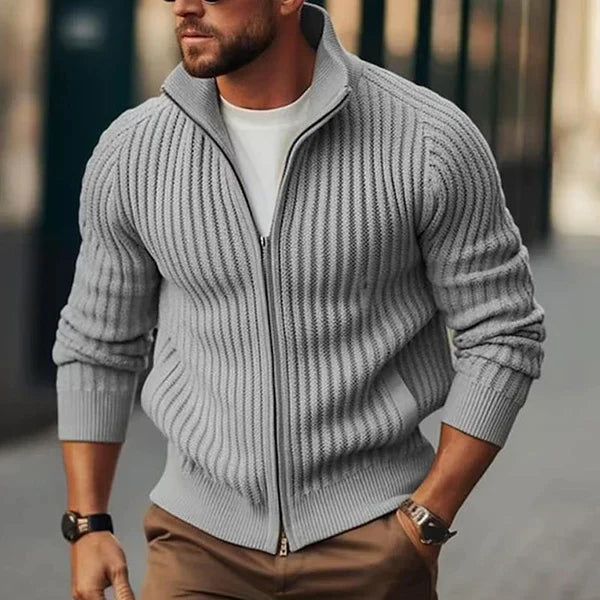 Stilzeits | Herren - Strickjacke mit Stehkragen und Reissverschluss