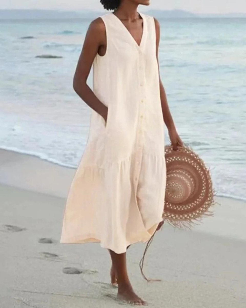 Sommer-Maxikleid Kornelia mit V-Ausschnitt