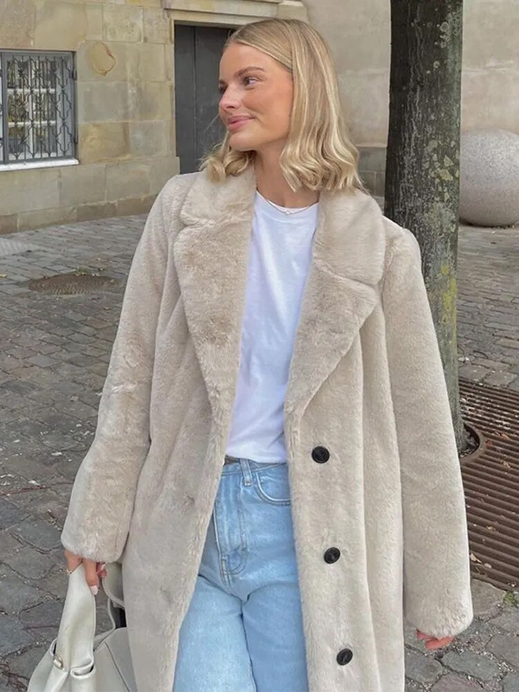 Stilzeits | Weiche Faux Fur Jacke Polyester Elegant und Warm