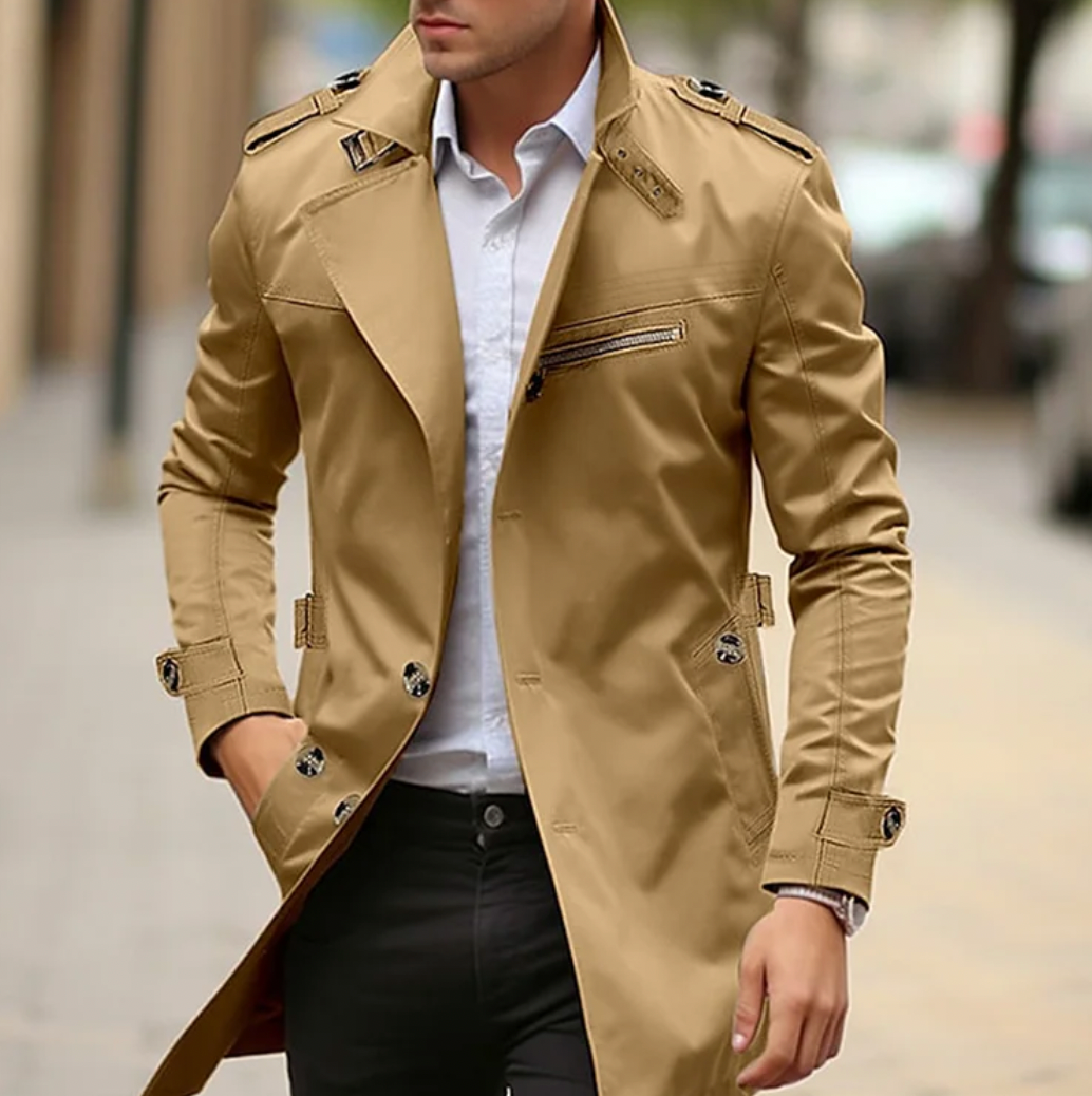 Stilzeits | Herren Premium Baumwolle Trenchcoat - Stylische Frühlingsoberbekleidung