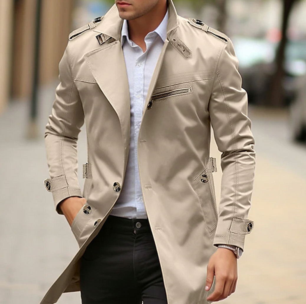 Stilzeits | Herren Premium Baumwolle Trenchcoat - Stylische Frühlingsoberbekleidung