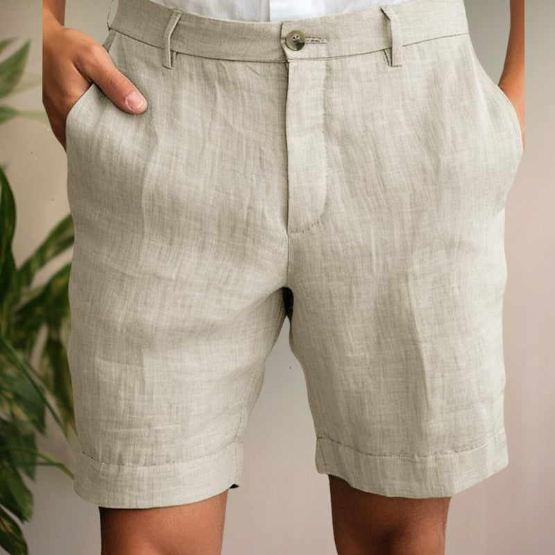 Herren shorts aus Leinen mit Knopfverschluss und Seitentaschen
