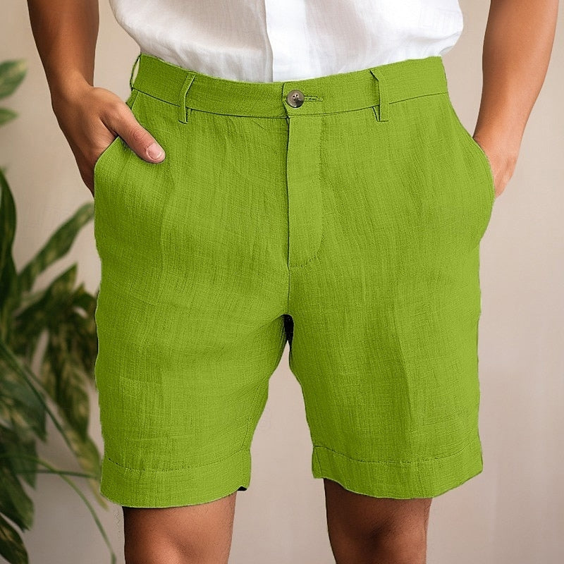 Herren shorts aus Leinen mit Knopfverschluss und Seitentaschen