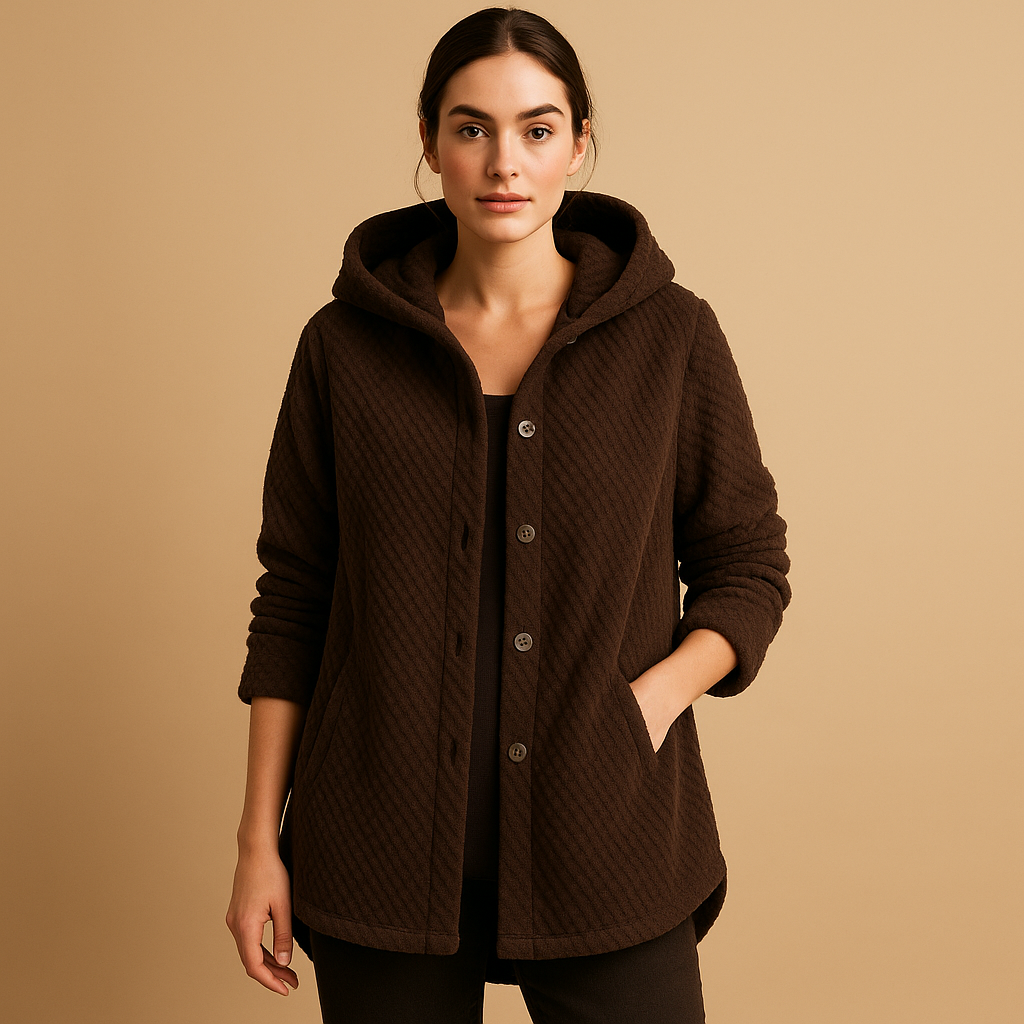 Stilzeits | Weiche Damen Teddyjacke mit Kapuze