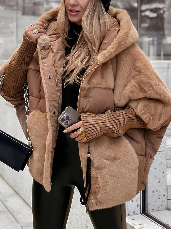 Winterjacke mit Kapuze aus Plüsch – Emilia