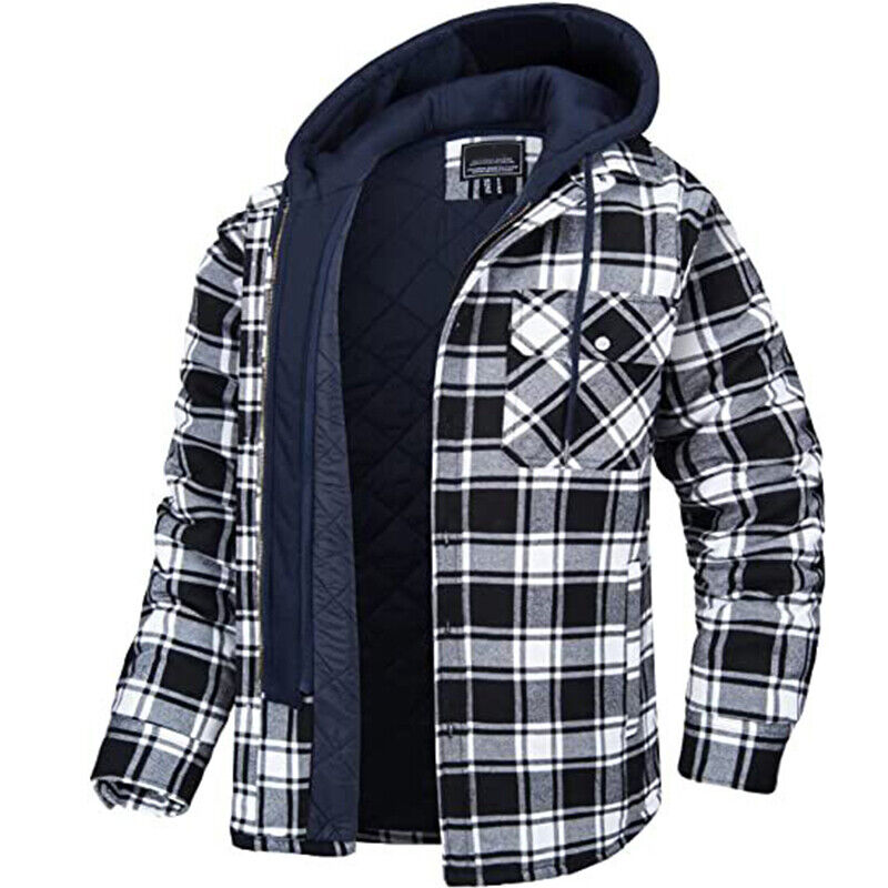Wattierte Flanell-Shirtjacke mit Kapuze von Urenna