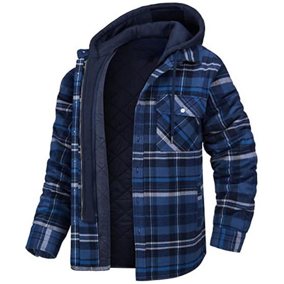 Wattierte Flanell-Shirtjacke mit Kapuze von Urenna