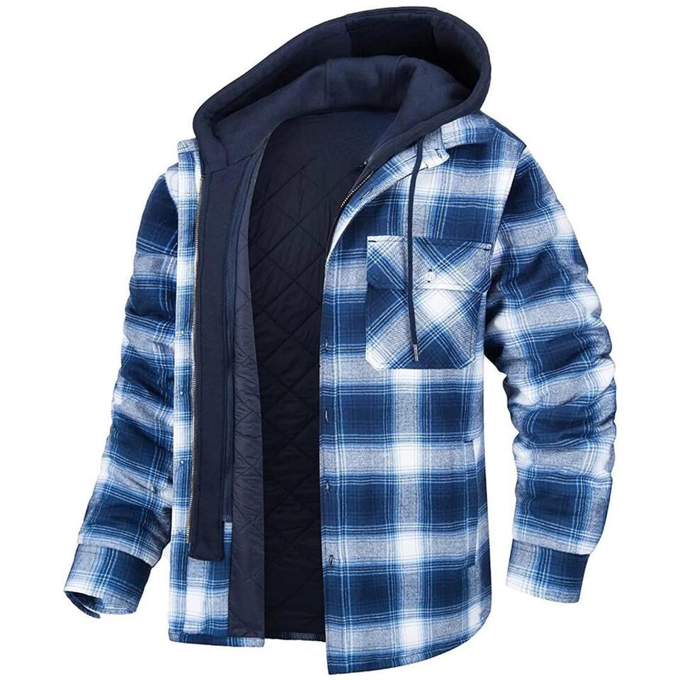 Wattierte Flanell-Shirtjacke mit Kapuze von Urenna