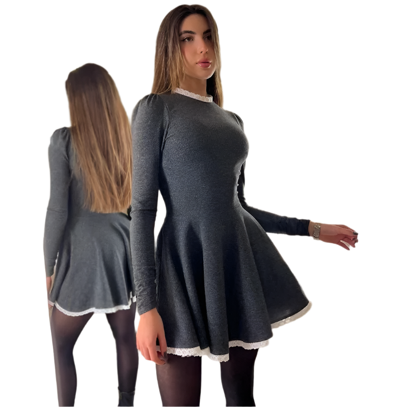 Stilzeits | Weibliche Spitzen A-Linien Mini Kleid