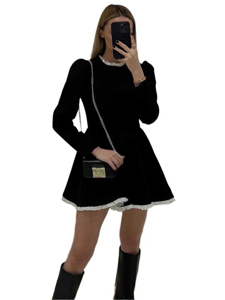 Stilzeits | Weibliche Spitzen A-Linien Mini Kleid