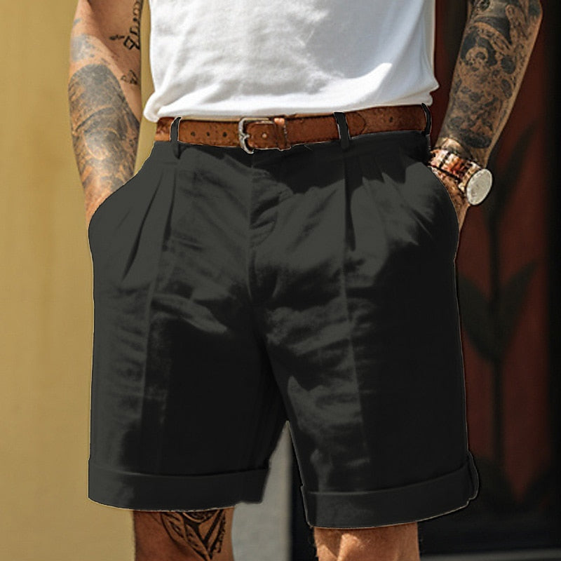 Herren Sommer Umgeschlagenem Saum shorts mit Seitentaschen