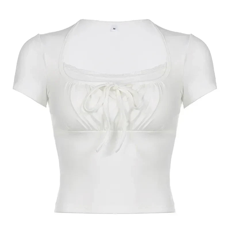 Stylish designer T-shirt with frill trim by Fudus.