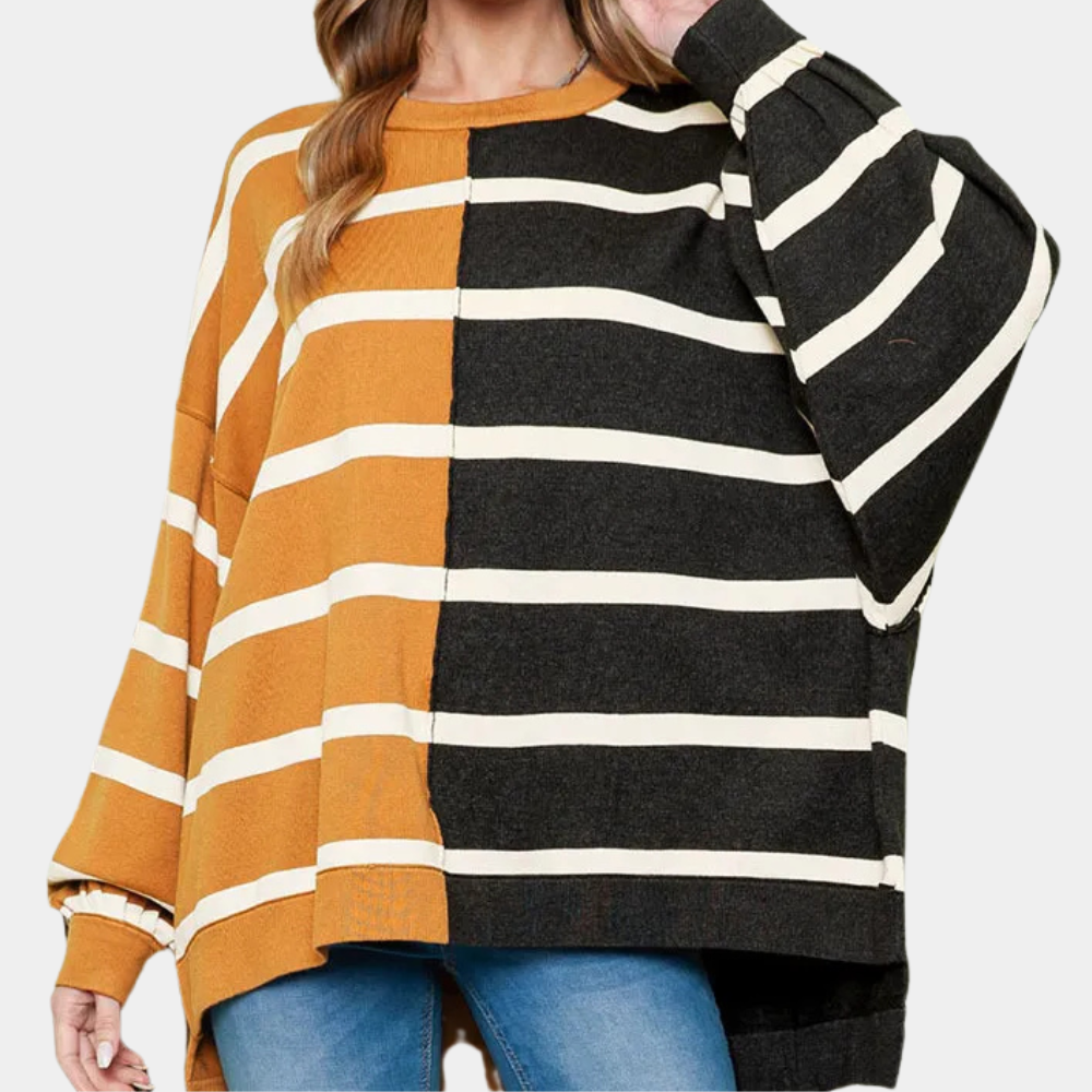 Victorias Damen-Freizeitpullover: Stilvoller gestreifter Pullover