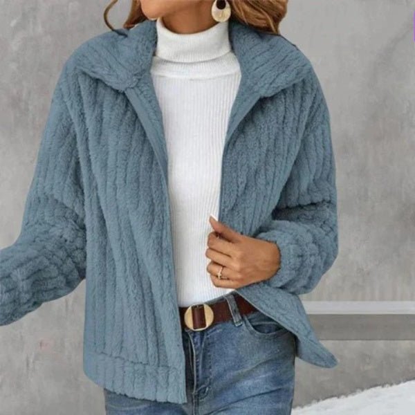 Stilzeits | Lässige Plushjacke mit Reißverschluss Kunstfell Warm und Elegant