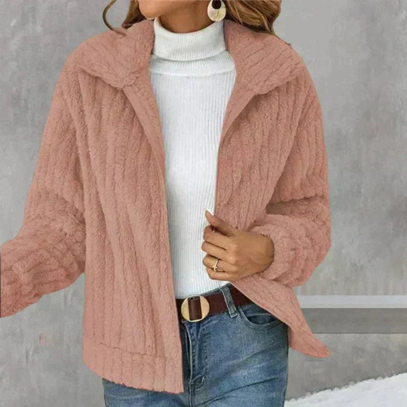Stilzeits | Lässige Plushjacke mit Reißverschluss Kunstfell Warm und Elegant